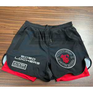 Short double couche de combat mma, logos personnalisés, modèles oem, tissu microstretch, fabriqué au pakistan - Product Image 1