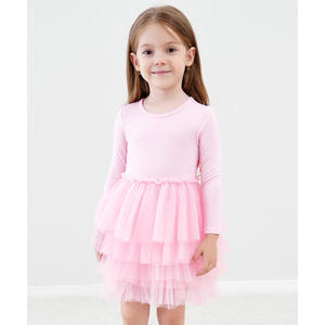Vestido de Tul con Mangas Largas y Cintura Natural para Niñas de 2 a 6 Años, Estilo Línea A, en Bambú - Product Image 4