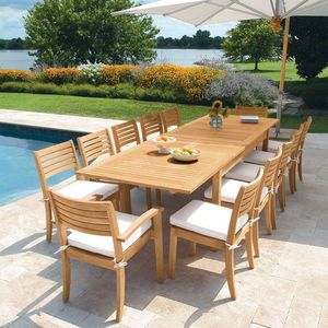 Outdoor Dining <b>Table</b> Patio Garden <b>Balcony</b> Wooden Extendable <b>Table</b> Set Modern Garden Furniture - Product Image 1