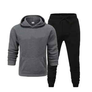 Chándal deportivo de dos piezas con logotipo personalizado para hombre Sudadera con capucha transpirable y Conjunto de sudadera para correr Reversible traje liso para correr - Product Image 5