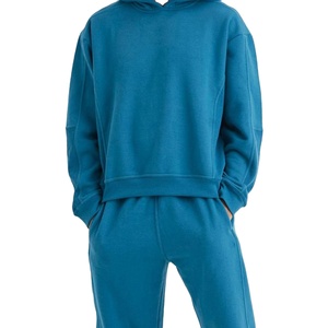 Tracksuits for Men's Breathable <b>Hoodies</b> Sets Plain Oversized Pullover Blank Fleece Custom Logo Heavyweight Without String - Product Image 6