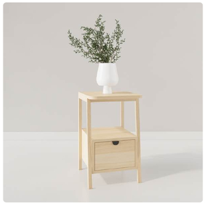 Modern Scandinavian Wood Nightstand With 1 Drawer Storage Bedroom Furniture - Product Image 2