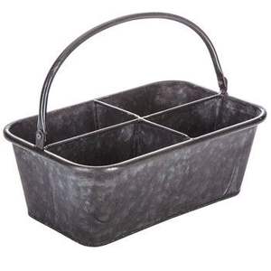 Classic galvanized utensil <b>caddy</b> with neatly arranged compartments for simple and elegant presentation - Product Image 6