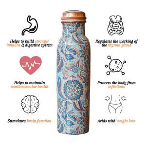 Exact Handcrafted Designer <b>Copper</b> <b>Bottle</b> Meena Artwork Ayurvedic <b>Copper</b> <b>Bottle</b> with Mandala Print Pure <b>Copper</b> Water <b>Bottle</b> - Product Image 5