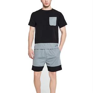 ชุดสองชิ้นสำหรับผู้ชายกางเกงขาสั้นผ้าฝ้ายแห้งเร็วระบายอากาศได้ดีแบบสตรีทฤดูร้อนทรงหลวมดีไซน์เรียบไซส์ใหญ่พิเศษขายส่ง - Product Image 1