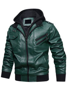 Chaqueta de invierno para hombre, bombardero de cuero con piel de una pieza, chaqueta de motocicleta tejida para adultos, chaqueta de estilo regular para hombre - Product Image 3