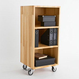 TCN68026 Natural Wood 3-Drawer Mobile Personal <b>Locker</b> for <b>Storage</b> - Product Image 1