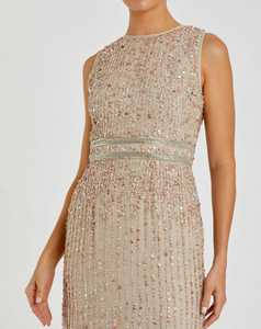 Robe de soirée élégante à fleurs Aline Robe de bal longue brodée de paillettes perlées avec une manche Robe de soirée - Product Image 1