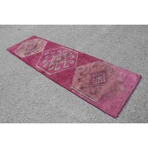 Alfombra Turca Herki de 2.8x9.4 pies (84x286 cm), Alfombra Vintage con Puntos Rosas - Product Image 4
