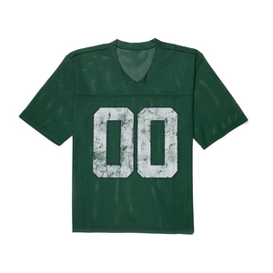 Men's <b>Green</b> American Football Jersey V Neck Short Sleeve Breathable <b>Mesh</b> Number 00 Print Relaxed Fit Adult Team Uniform - Product Image 4