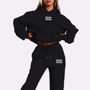 Vente en gros de pulls à capuche surdimensionnés pour femmes sweats à capuche avec logo personnalisé ensemble sweat à capuche et jogging en coton grande taille - Product Image 1
