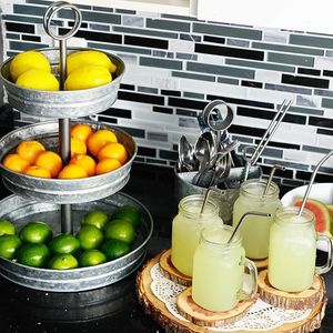 Elegante Soporte de Servicio de Metal Galvanizado de Tres Niveles, Ecológico, de Gran Capacidad, para Postres, Aperitivos y Bocadillos - Product Image 4