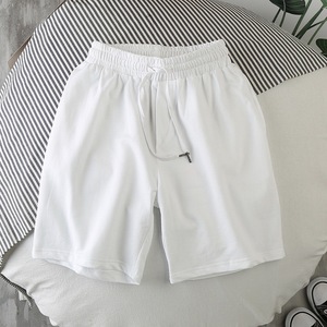 Pantalones cortos de verano para hombre, cintura elástica, sueltos, sólidos, hasta la rodilla, pantalones cortos - Product Image 5