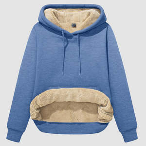D & M personalizado 100% algodón Sudadera con capucha color sólido de gran tamaño unisex sudaderas con capucha 2 piezas conjunto invierno tracusuits para mujer - Product Image 5