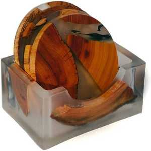 Ensemble de sous-verres de style classique moderne en bois avec résine époxy livraison gratuite pour la maison cuisine cadeaux d'anniversaire tapis et tampons pour boissons - Product Image 4