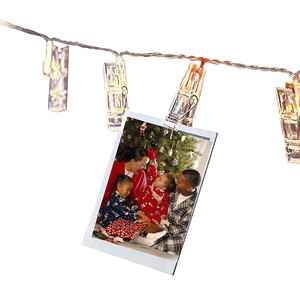 Guirlande LED décorative avec clips, 1m, blanc chaud, lampes LED en plastique pour Noël, alimentation USB - Product Image 1