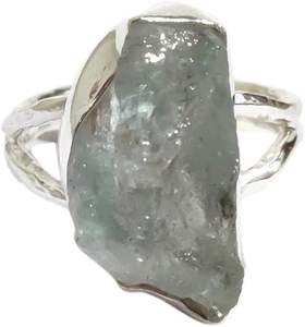 Anillo de Plata de Ley 925 con Aguamarina Natural, Piedra de Nacimiento de Marzo, Martillado, Hecho a Mano, para Cumpleaños, Navidad - Product Image 1