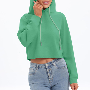 OEM Mujeres Algodón Fleece Crop Drop Shoulder casual,streetwear,Drop Shoulder, figuras, transpirable, Eco-friendly, sudaderas con capucha, de punto - Product Image 3