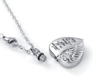 Collar de cremación de corazón de papá para cenizas, collar de urna de ala de Ángel, recuerdo conmemorativo, joyería grabada siempre encendida para siempre, tamaño personalizado - Product Image 3