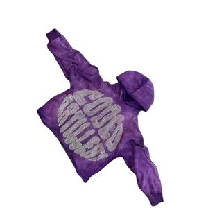 Streetwear d'hiver à imprimé animal en polaire et strass personnalisé de grande taille Ensembles épais à épaules tombantes pour hommes avec fermeture éclair complète Mega Empire - Product Image 4