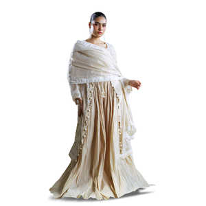 Conjunto de 3 Piezas de Salwar Kameez Mehsuri Bordado con Pantalón de Seda Cruda Hecho a Mano, Lehenga Pakistaní para Festivales - Modelo FE-52161 - Product Image 3