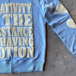 Sudaderas con capucha y cremallera de cara completa con logotipo personalizado Sudadera con capucha francesa Premium de gran tamaño con impresión de soplo térmico de cara Impresión de soplo de alta calidad - Product Image 6