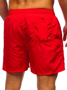 Short sportif en toile pour hommes Short d'été en coton doux avec poches à la taille avec cordon de serrage pour un motif confortable et solide - Product Image 2