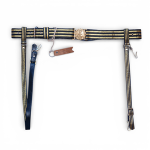 Ceinture d'épée en cuir et boucle Geoffrey R N avec 2 sangles - 3 bandes de bullion sur ceinture et sangles noires - LB50 Pakistan - Product Image 2