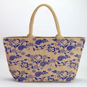 Haute qualité Logo personnalisé Jute sac de plage coton toile sac article personnalisé Style motif lettre Promotion ENG - Product Image 1