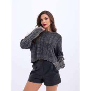 Suéter Tejido con Trenzas 43331 - Estilo Casual en Negro para la Temporada de Otoño - Product Image 3