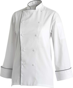 Abrigos de Chef de doble botonadura de tela de sarga de algodón/poliéster de Color personalizado Unisex para personal de limpieza de alta calidad personalizado - Product Image 1