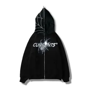 French Terry Hoodie Street Wear Fashion Custom Men Hoodies Custom Stitched Full Zipper Hoodie