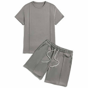 Novedad de verano, conjuntos de pantalones cortos transpirables informales para hombre, camiseta de manga corta, pantalones cortos, ropa sólida para hombre, conjuntos de dos piezas, ropa de calle - Product Image 1