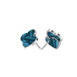 Boucles d'oreilles pendantes en argent sterling 925 de qualité supérieure, finition haut de gamme, labradorite, forme double cœur, sertissage en bezel, 13,00 x 13,00, tendance, mariage - Product Image 2
