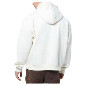Sweat à capuche à fermeture éclair en molleton de coton épais pour hommes, logo de marque en relief, patchs en chenille, style pull, fermeture éclair complète, hiver uni - Product Image 5