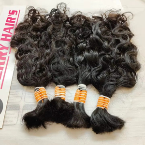 Extensiones de cabello humano indio virgen 100% sin procesar Paquetes de cabello humano alineados con cutícula rizada - Product Image 1