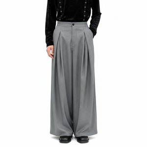 กางเกงพลีททรงกว้างพิเศษสำหรับผู้ชายสุดหรู - สไตล์ "Old Money" ระดับไฮเอนด์ - Product Image 3