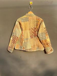 Floral Cotton Bohemian Style Quilted Jacket Fall Winter Streetwear Reversible Coat Patchwork <b>Knitted</b> Design - Product Image 3