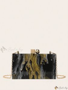 Transparent Resin Clutch with Gold Chain Elegant Box <b>Bag</b> - Product Image 4