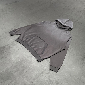 เสื้อฮู้ดผู้ชายผ้าฝ้าย100% โอเวอร์ไซซ์ธรรมดาซักได้โลโก้แบบกำหนดเองไม่มีเชือกรูด370GSM - Product Image 3