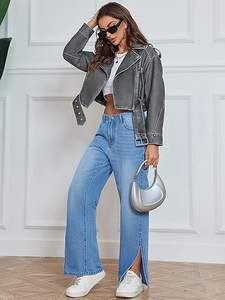 Veste de camionneur en simili cuir pour femme de qualité supérieure, dernier style, avec doublure en sherpa, veste en cuir classique 2024 - Product Image 5