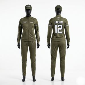 Uniforme de football en polyester interlock 280 GSM, couleur olive, design à panneaux slim, logo personnalisé par sublimation - Product Image 1