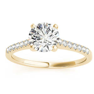 Anillo de Compromiso de Oro Amarillo de 14K con una Hilera de Diamantes (0.11ct) - Product Image 3