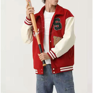 Veste de baseball enduite de qualité supérieure avec logo sur le devant Conception hivernale écologique en coton et laine de haute qualité - Product Image 6