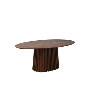 Mesa de comedor ovalada de estilo europeo largo, madera de mango sólido, baño de Metal, sala de estar, restaurante, hogar, oficina, dormitorio, uso comercial - Product Image 5