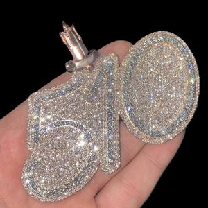 Colgante de letra inicial personalizado de Hip Hop, Plata de Ley 925, oro blanco, chapado en oro rosa, VVS Moissanite, joyería fina para fiesta de diamantes - Product Image 1