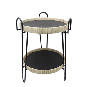 Round Metal Side Table Iron <b>Plate</b> on 3 Legs Etching Matt Black <b>Brush</b> Pewter Antique Garden Outdoor Stick Living Room Accessories - Product Image 5