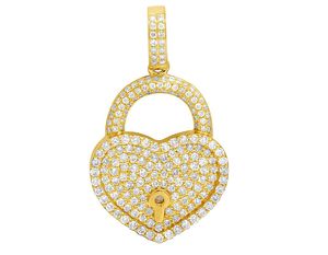 Le plus récent luxe plaqué or glacé Blinged Out Moissanite diamant 925 argent forme de coeur Hip Hop pendentif et breloques - Product Image 1