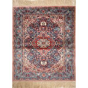 Alfombras de Seda Anudadas a Mano Gulmarg, Diseño Rectangular con Medallones Rojos y Naranjas, Patrones de Rompecabezas para el Hogar, Paem-1151, Alfombra para Sala de Estar - Product Image 1