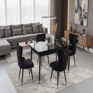 Mesa de Comedor Extensible con Tapa de Vidrio Templado, 6 Sillas, Diseño Moderno, Patas de Metal Resistentes, Uso Económico en el Hogar y Restaurantes - Product Image 3